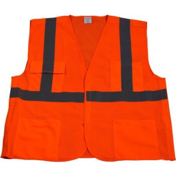 Petra Roc Inc Petra Roc 5-Point Breakaway Safety Vest, ANSI Class 2, Polyester Mesh, Orange, 2XL/3XL OVM2-5PB-2X/3X